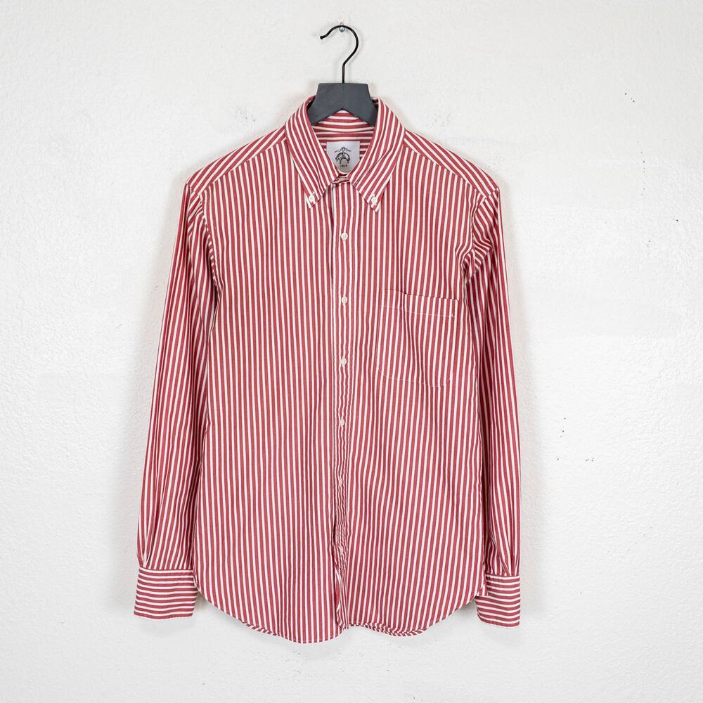 Brooks Brothers Black Fleece Button Down Shirt Red Stripe Medium